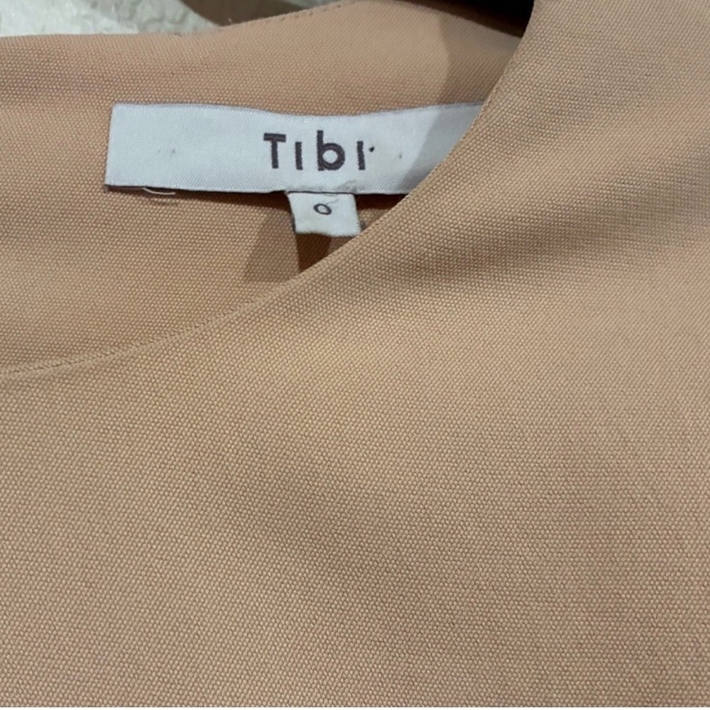 Tibi Shirred Sleeve Corset Waist Shift Dress Tan and Yellow - Picture 11 of 11